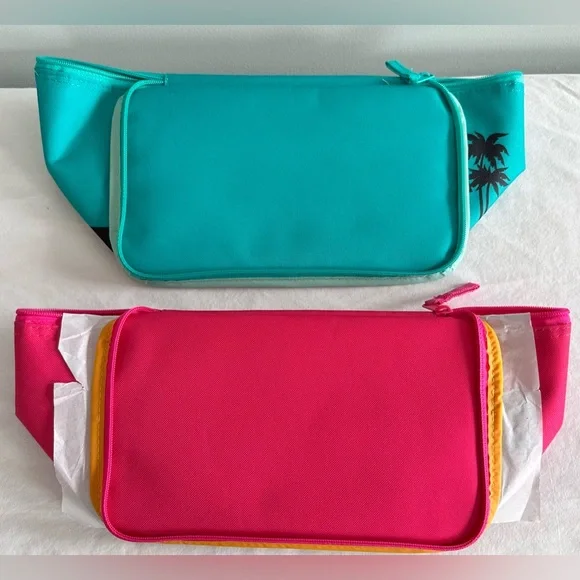 TRADER JOE'S MINI INSULATED COOLER TOTE LUNCH BAG SET 2  1 PINK & 1 TEAL BLUE! - Picture 3 of 9